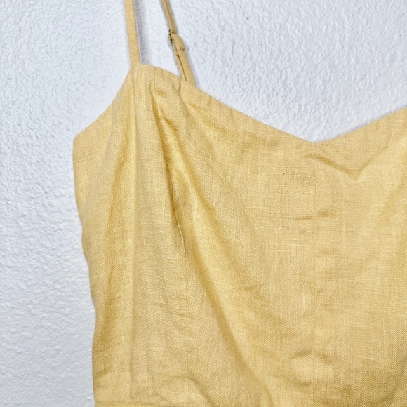Reformation Roarke Butter Yellow Linen Women’s Strappy Mini Dress Sz 6 - Picture 10 of 15